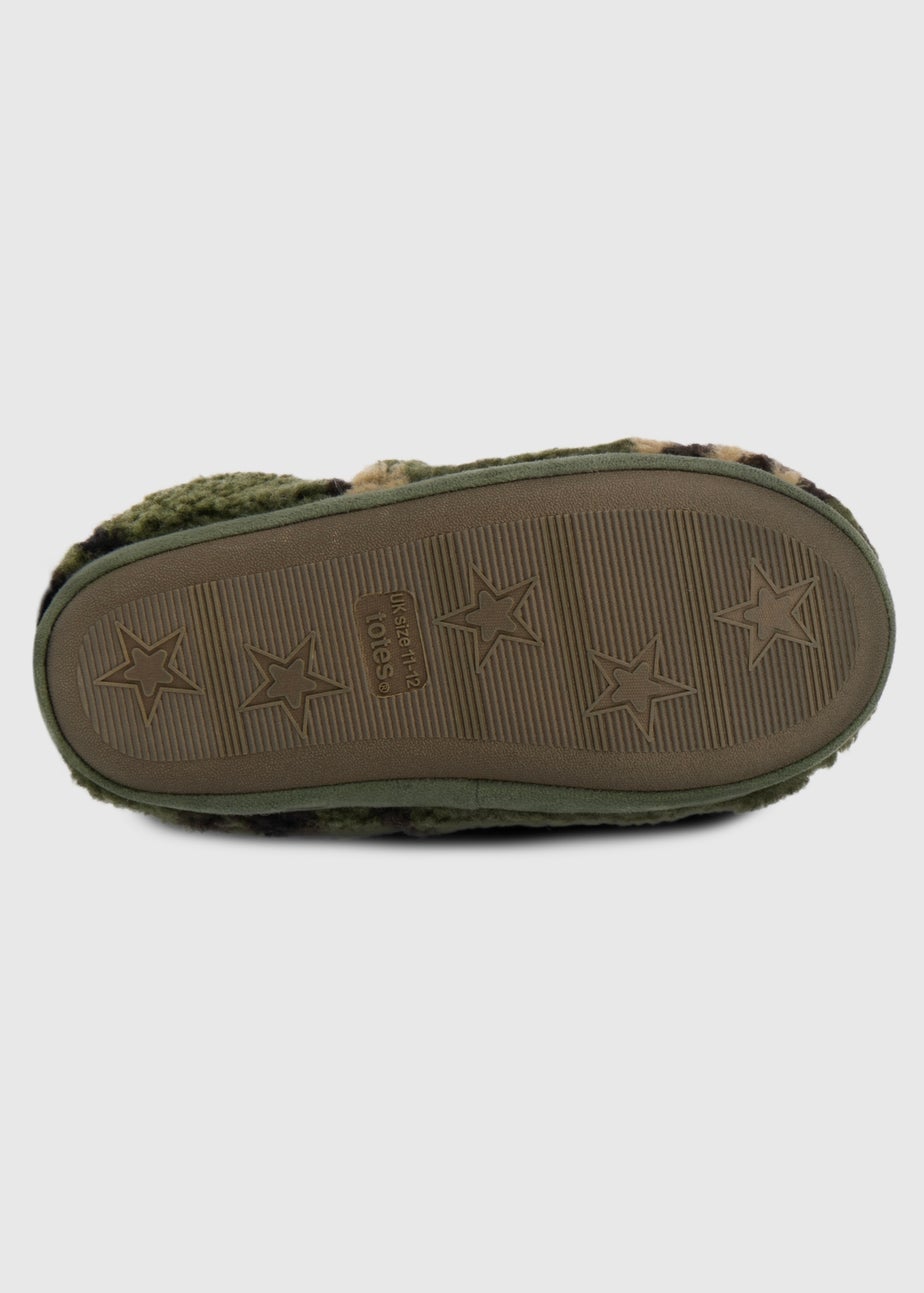 Totes Toasties Green Boys Short Full Back Slippers