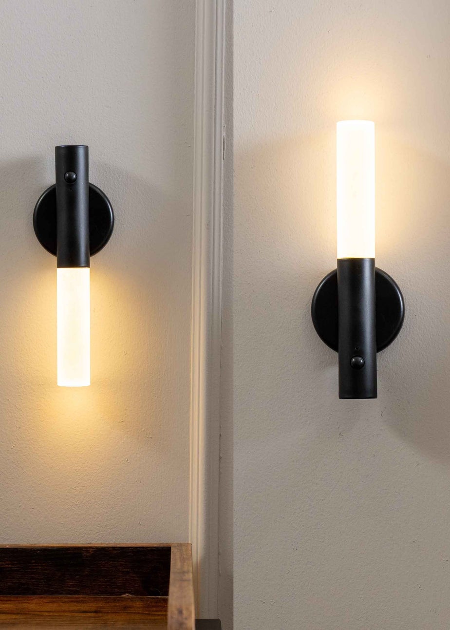 ValueLights Pair of Oakley Matte Black Wall Light Integrated LED