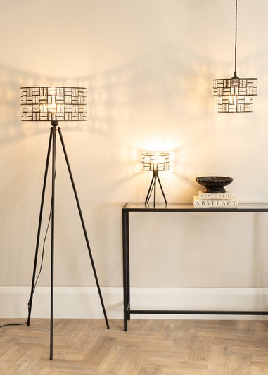 ValueLights Elise Matte Black Table Lamp with Black Drum Shade