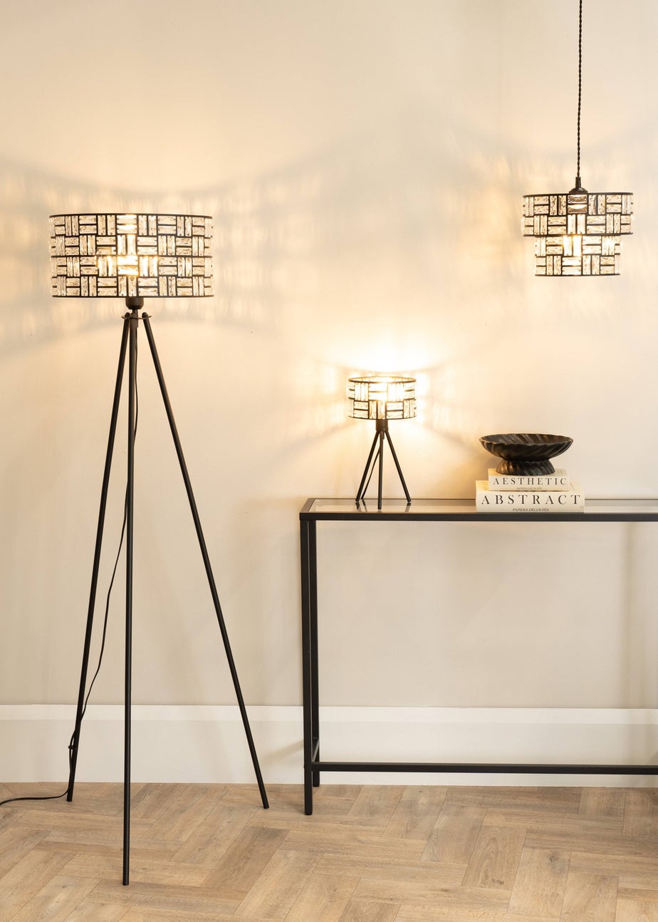 ValueLights Elise Matte Black Table Lamp with Black Drum Shade