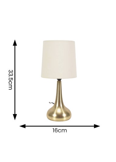 ValueLights Pair of Dimmable Gold Table Lamp with Cream Drum Shade