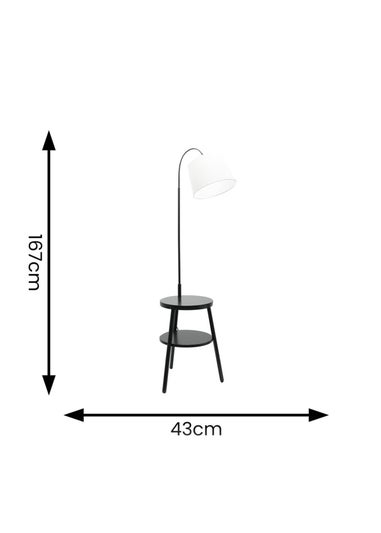 ValueLights Crowther Black Floor Lamp with Small Natural Tapered Shade