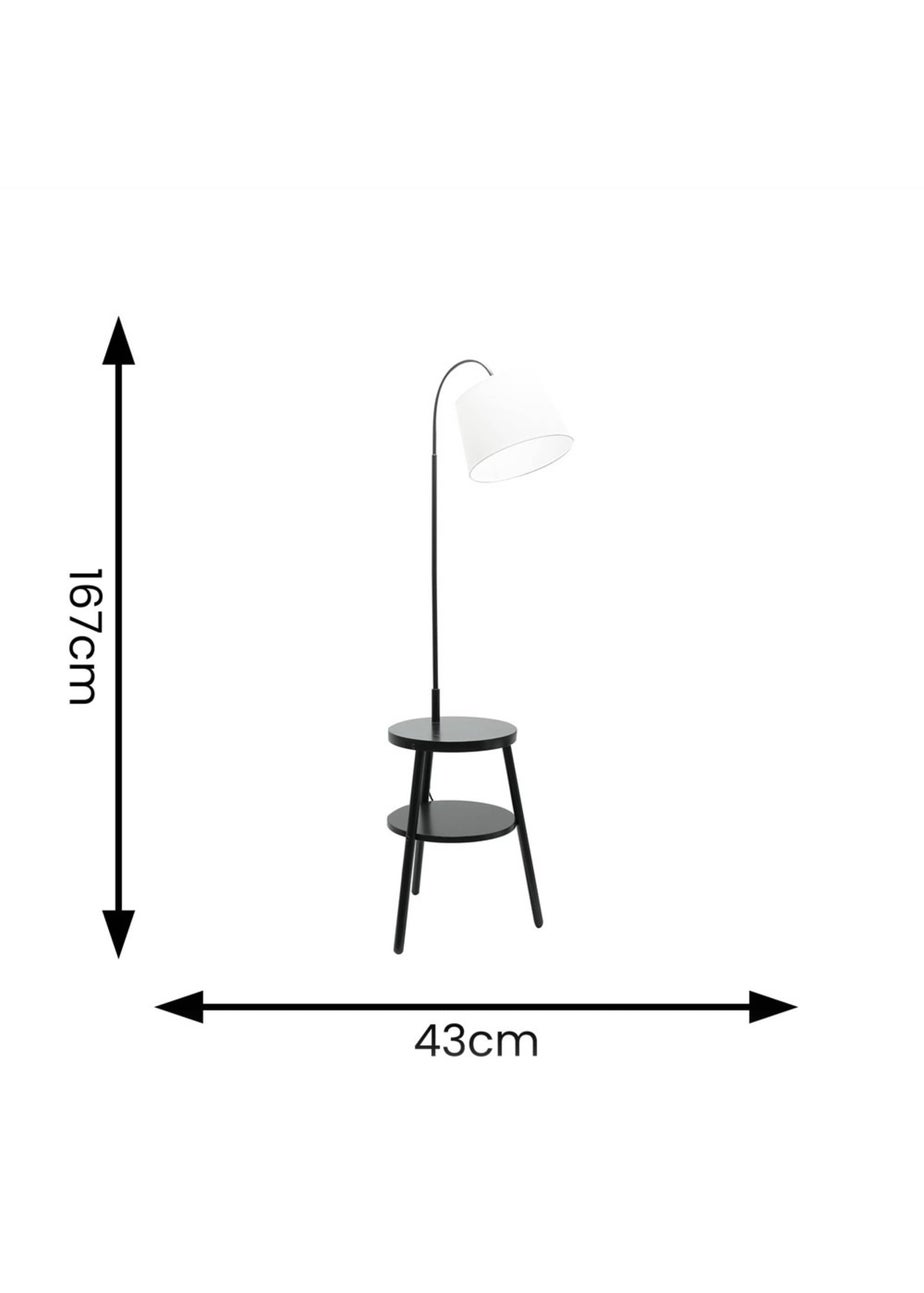 ValueLights Crowther Black Floor Lamp with Small Natural Tapered Shade