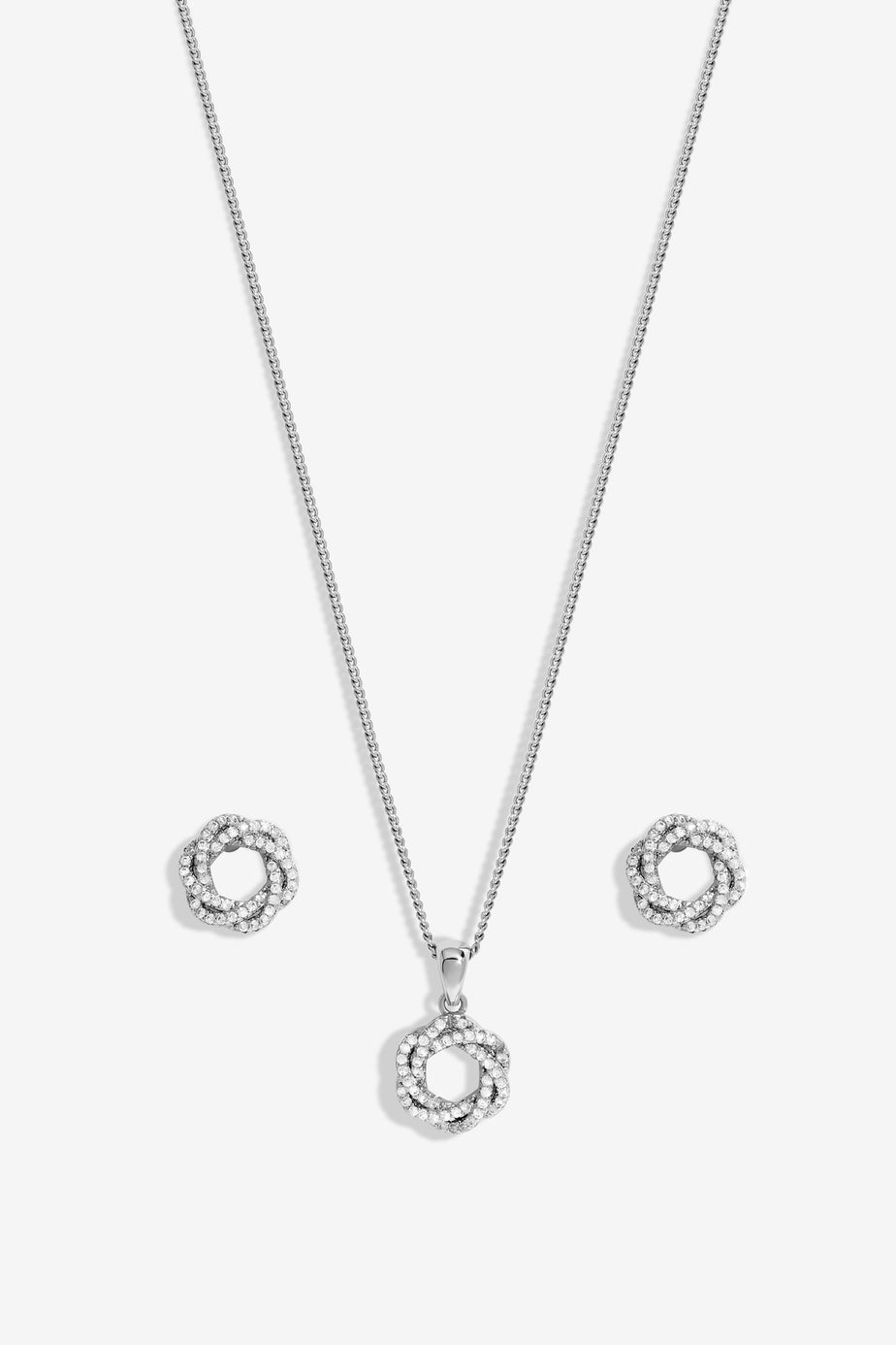 Jon Richard Rhodium Plated Cubic Zirconia Open Twist Box Set