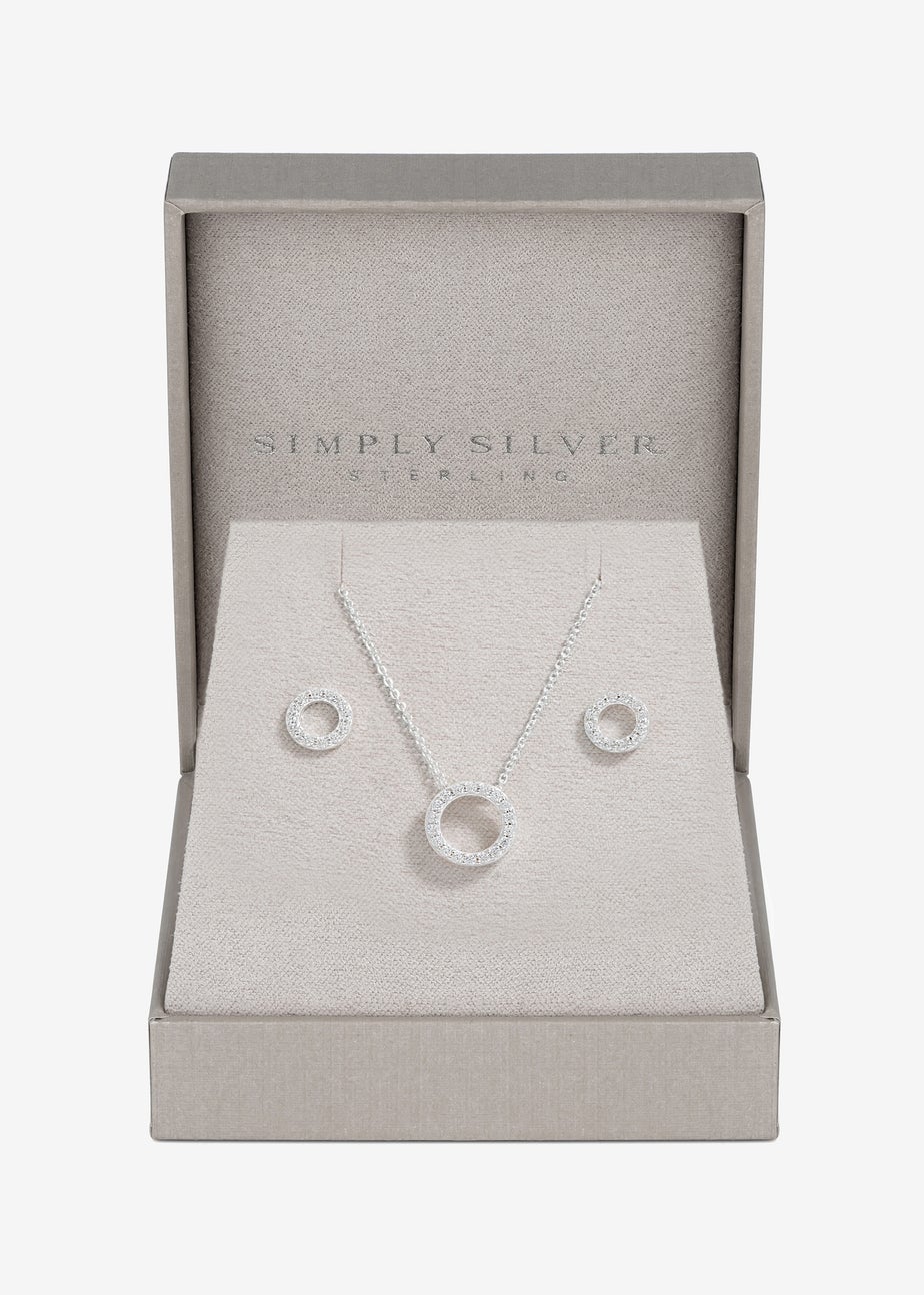 Simply Silver Sterling Silver 925 Cubic Zirconia Round Open Set - Gift Boxed