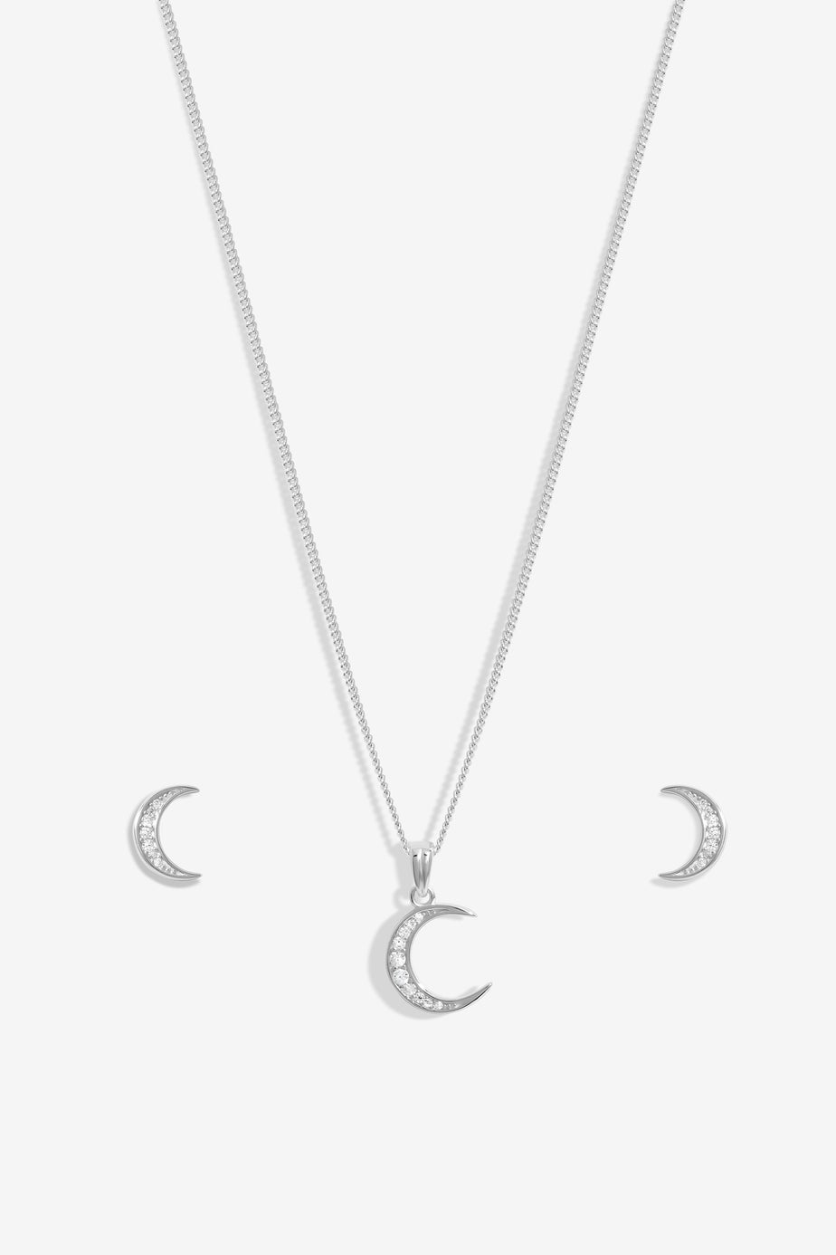 Simply Silver Sterling Silver 925 Cubic Zirconia Crescent Set - Gift Boxed