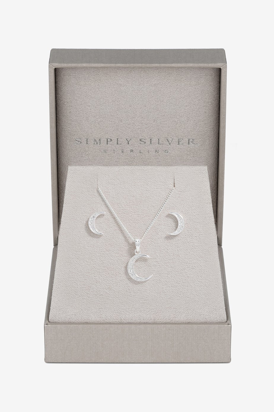 Simply Silver Sterling Silver 925 Cubic Zirconia Crescent Set - Gift Boxed