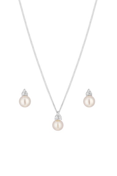 Sterling Silver 925 Freshwater Pearl Set Gift Boxed