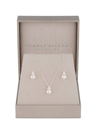 Sterling Silver 925 Freshwater Pearl Set Gift Boxed