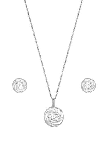 Simply Silver Sterling Silver 925 Cubic Zirconia Knot Set - Gift Boxed