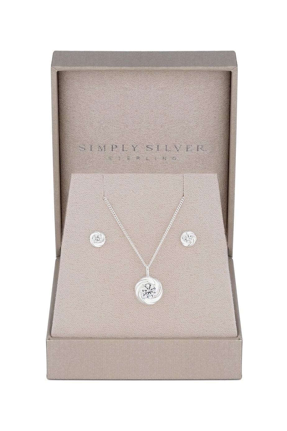 Simply Silver Sterling Silver 925 Cubic Zirconia Knot Set - Gift Boxed
