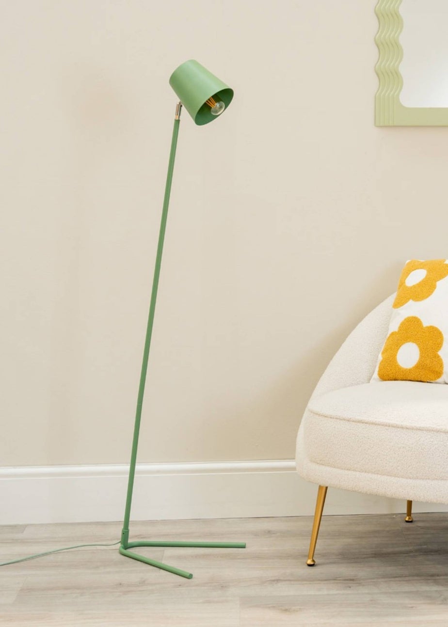 ValueLights Lark Green Floor Lamp with Medium Green Tapered Shade