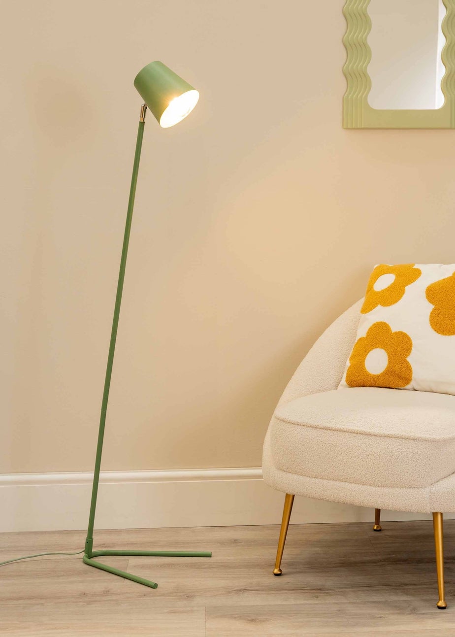 ValueLights Lark Green Floor Lamp with Medium Green Tapered Shade