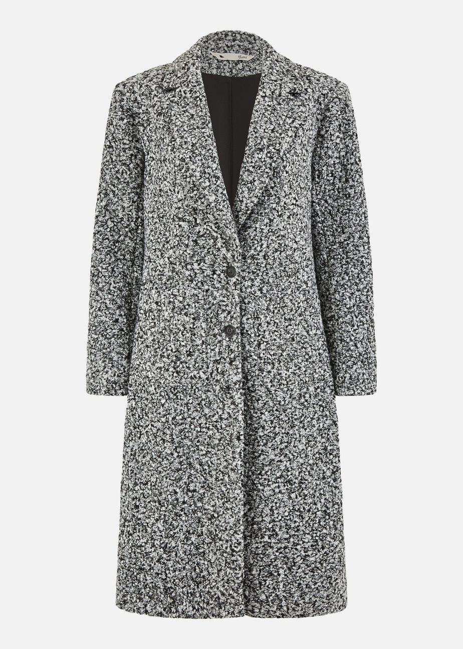 Yumi Grey Boucle Long Line Coat
