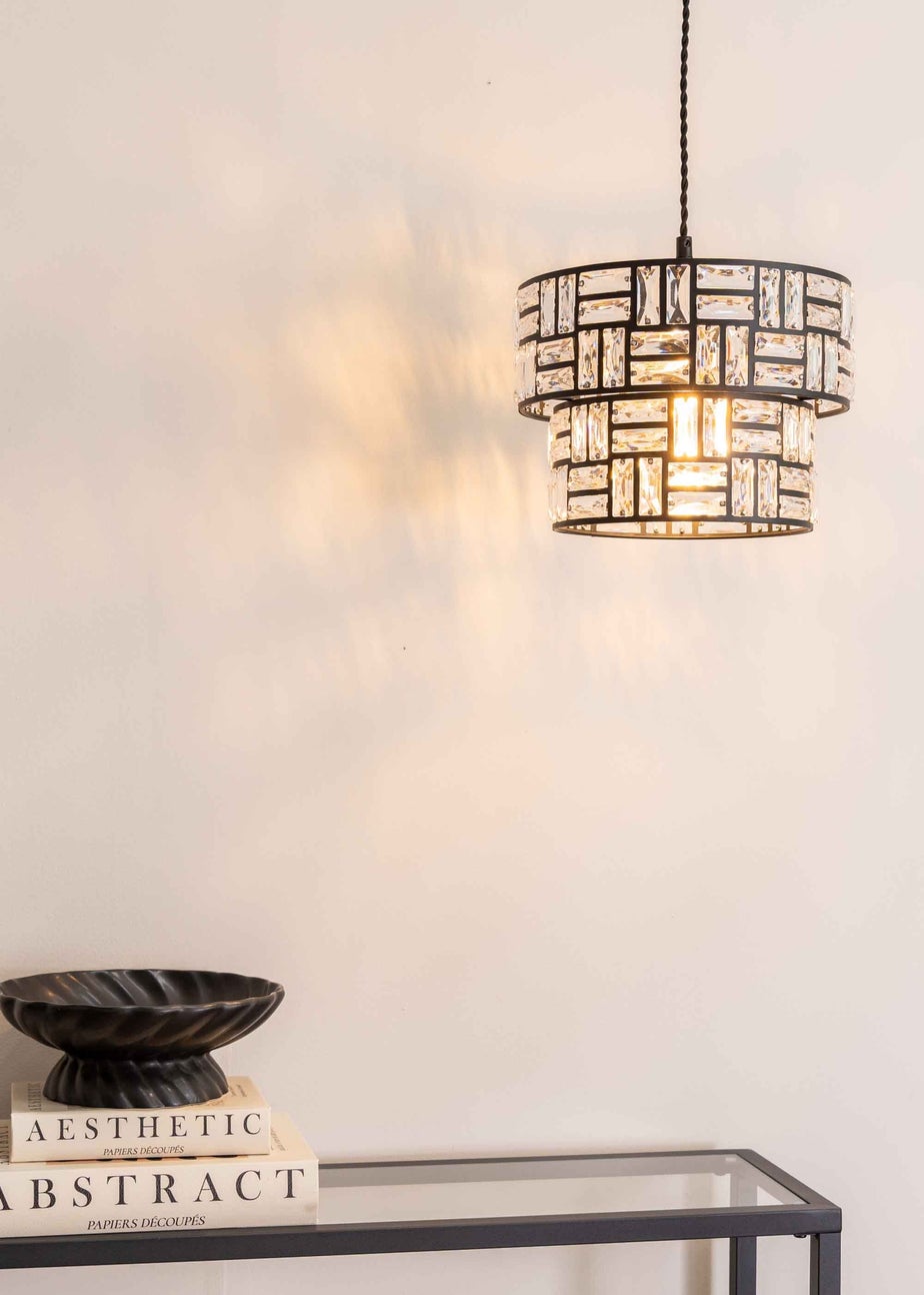 ValueLights Elise Metal  Black Tiered Ceiling Pendant Shade (19.5cm x 27cm x 27cm)