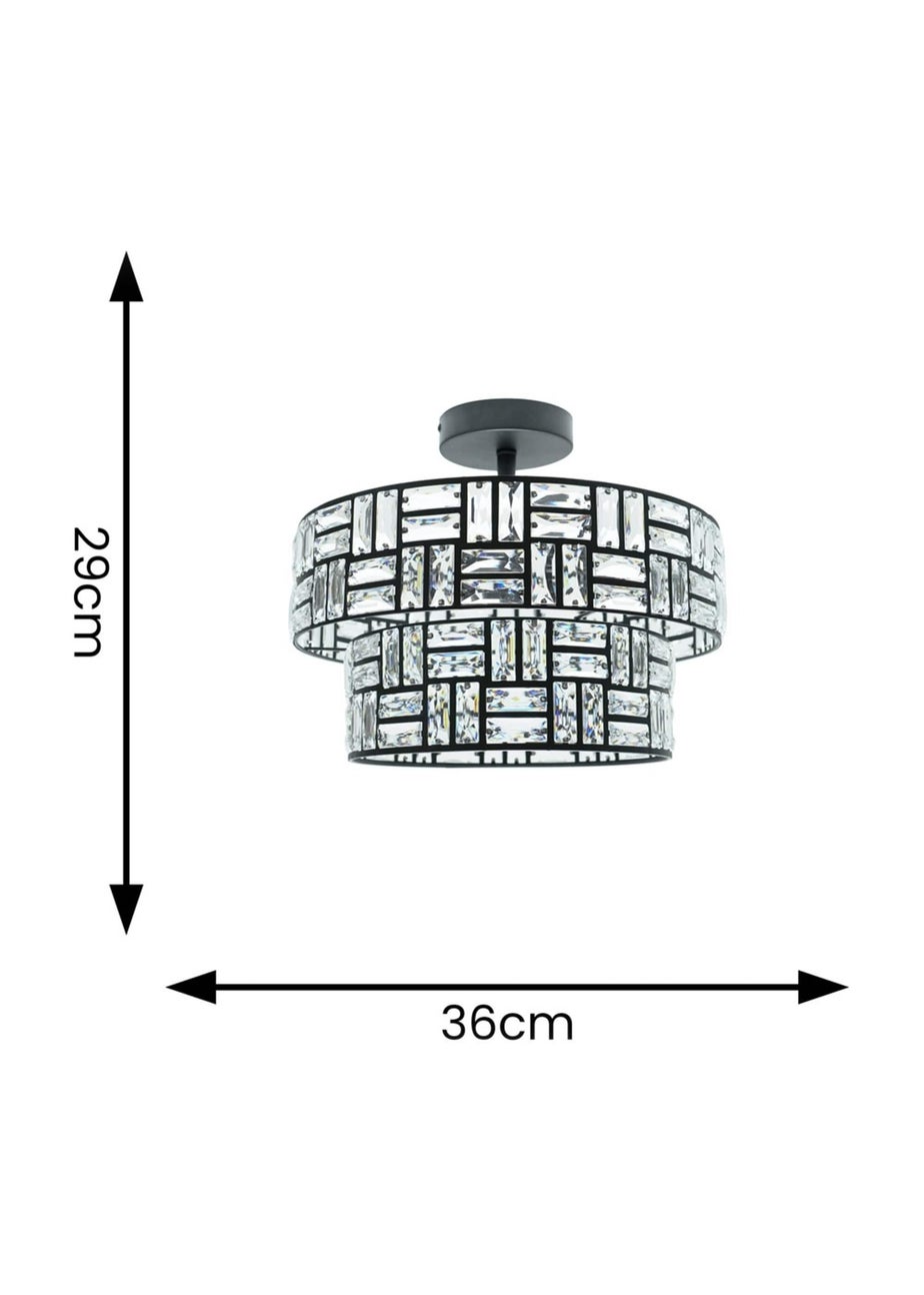 ValueLights Elise Matte Black Pendant Light with Black Tiered Shade