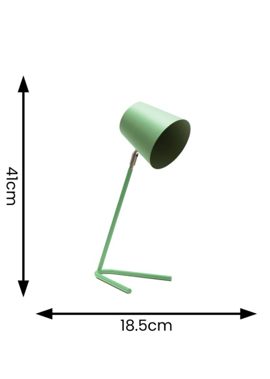 ValueLights Lark Green Table Lamp with Green Tapered Shade (41cm x 18.5cm x 15cm)
