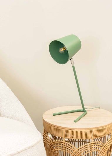 ValueLights Lark Green Table Lamp with Green Tapered Shade (41cm x 18.5cm x 15cm)