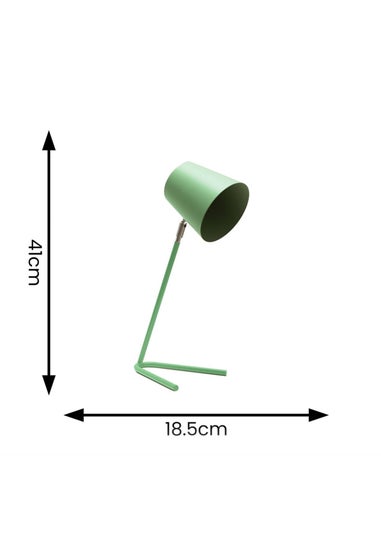 ValueLights Lark Green Table Lamp with Green Tapered Shade (41cm x 18.5cm x 15cm)