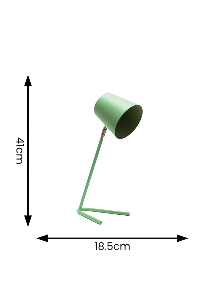 ValueLights Lark Green Table Lamp with Green Tapered Shade (41cm x 18.5cm x 15cm)