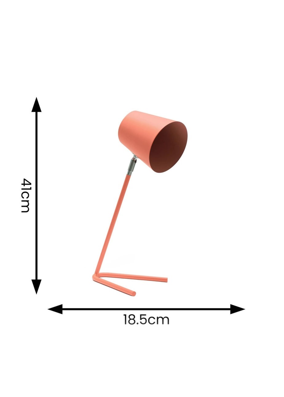 ValueLights Lark  Pink Table Lamp with Pink Tapered Shade (41cm x 18.5cm x 15cm)