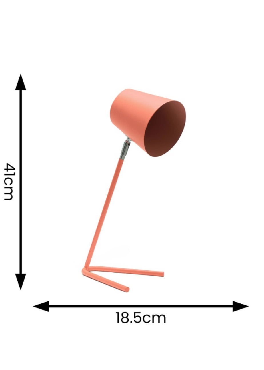 ValueLights Lark  Pink Table Lamp with Pink Tapered Shade (41cm x 18.5cm x 15cm)