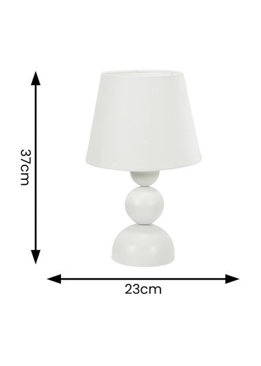 ValueLights Dimmable Gloss Cream Table Lamp with White Tapered Shade