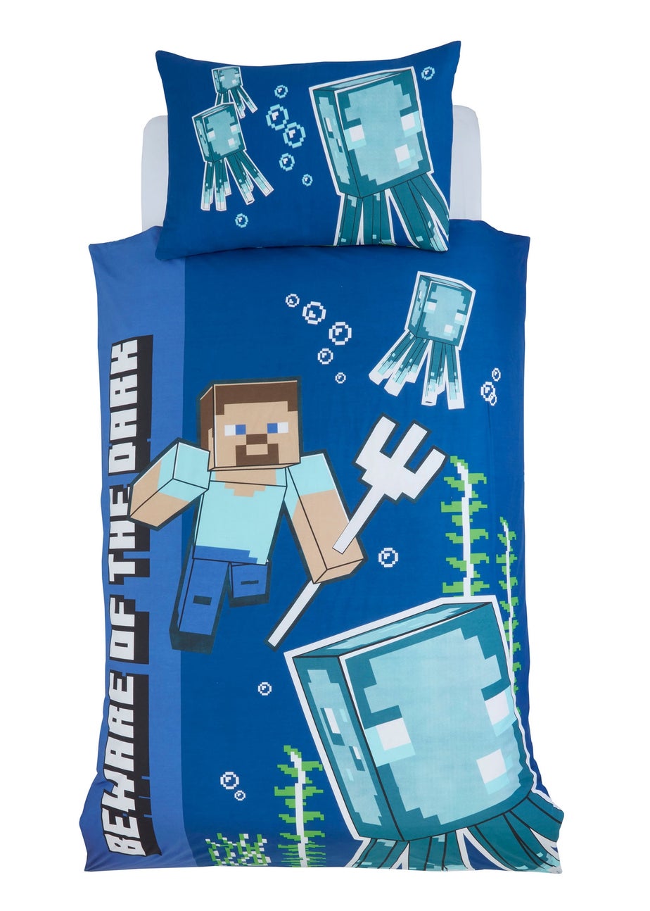 Minecraft Glow In The Dark Blue Duvet Set