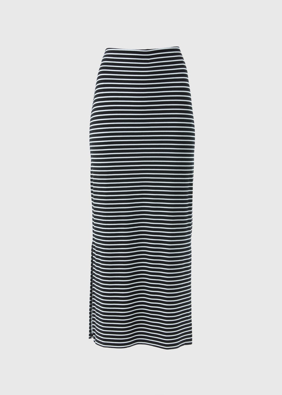 Black Stripe Jersey Maxi Skirt