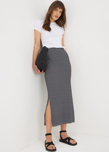 Black Stripe Jersey Maxi Skirt