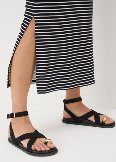 Black Stripe Jersey Maxi Skirt