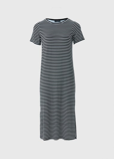 Black Mono Stripe T-Shirt Midi Dress