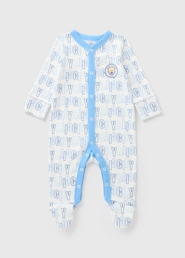 Baby White Manchester City Sleepsuit (Newborn-18mths)
