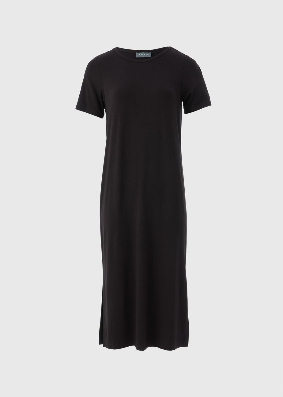 Papaya Petite Black Midi T-Shirt Dress