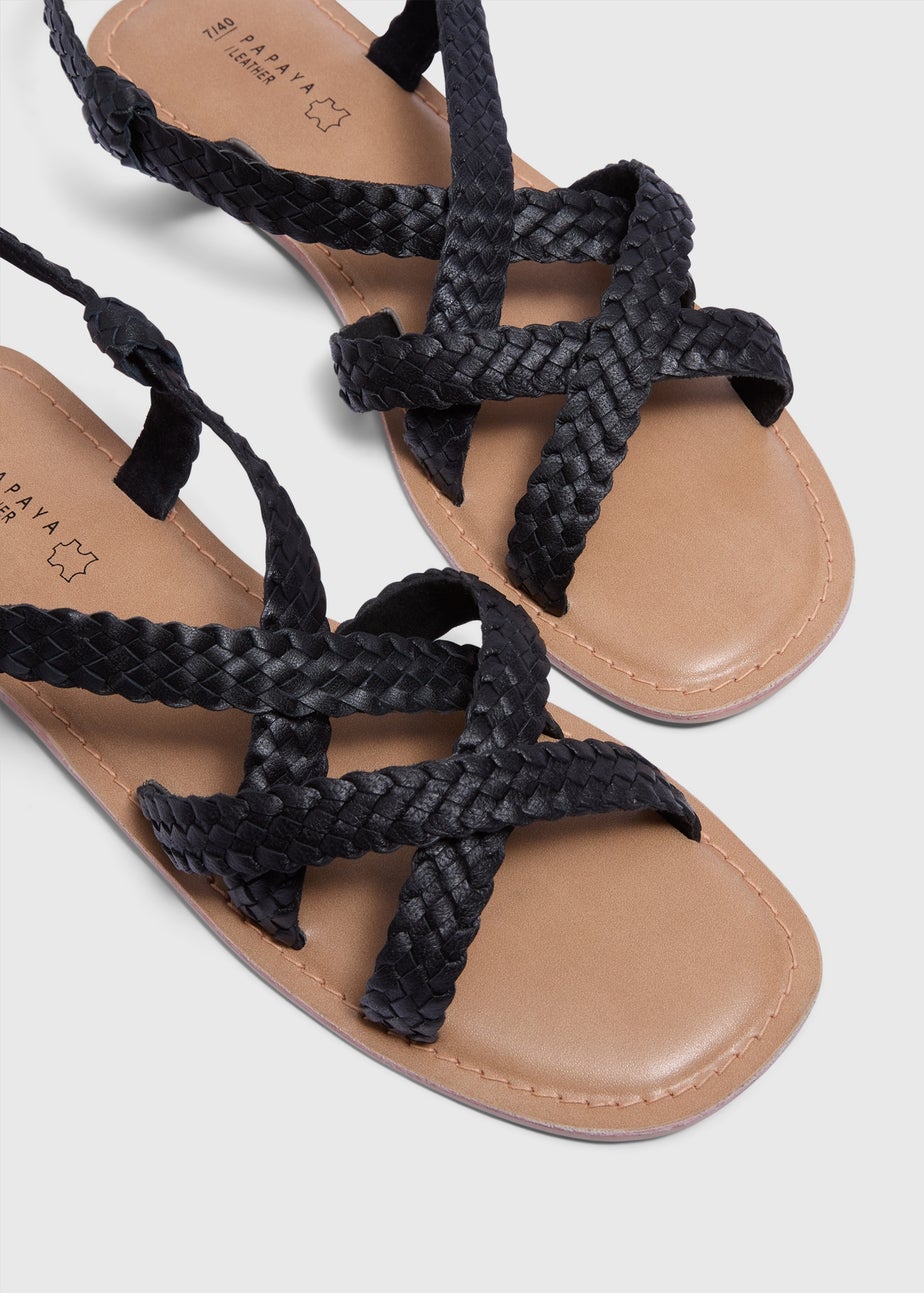 Black Leather Gladiator Sandals