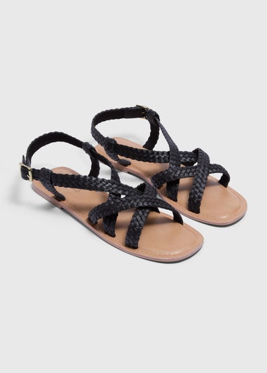 Black Leather Gladiator Sandals