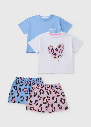 Girls 2 Pack Leopard Pyjama Set (7-13yrs)