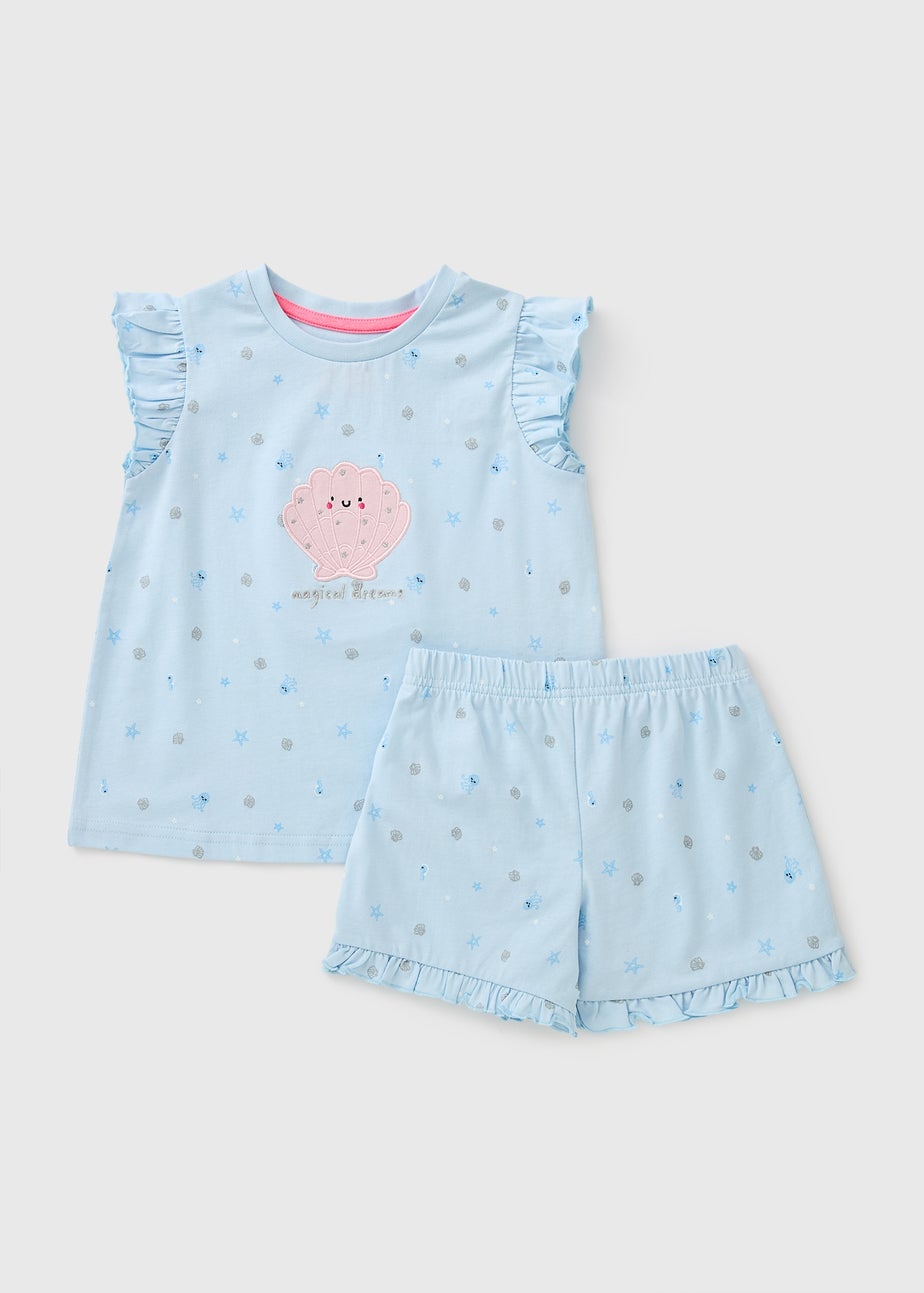 Girls Blue Shell Pyjama Set (1-7yrs)