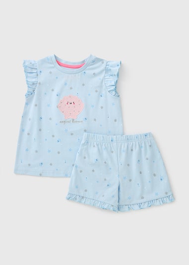 Girls Blue Shell Pyjama Set (1-7yrs)