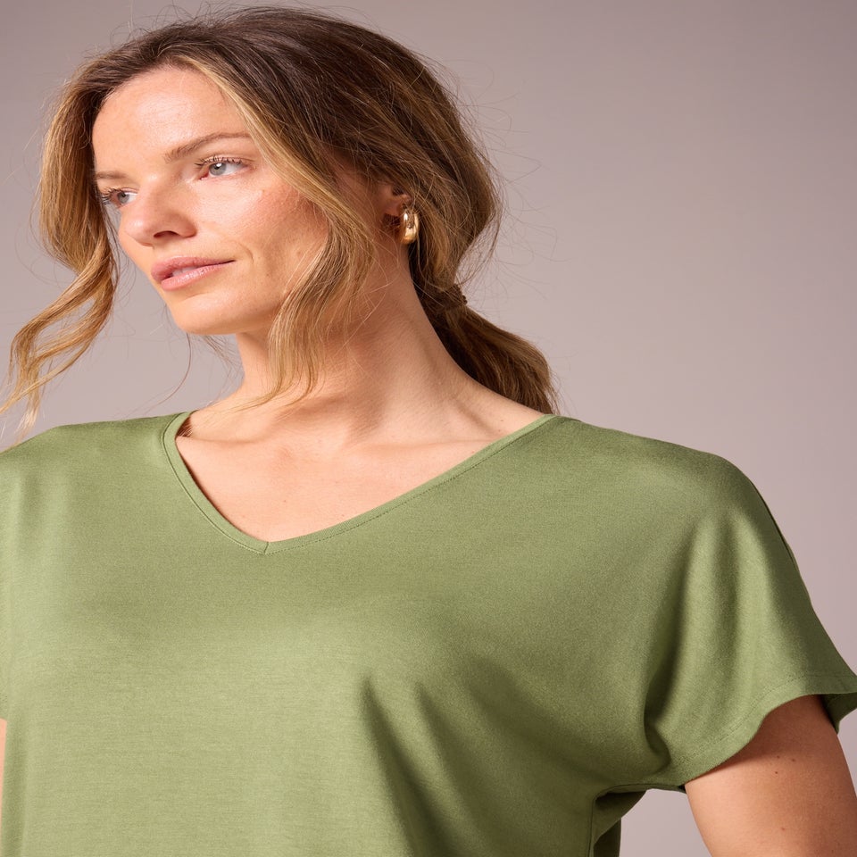 Et Vous Khaki V-Neck Top
