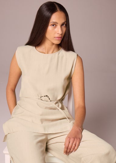 Et Vous Beige Tunic Tie Blouse