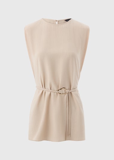 Et Vous Beige Tunic Tie Blouse