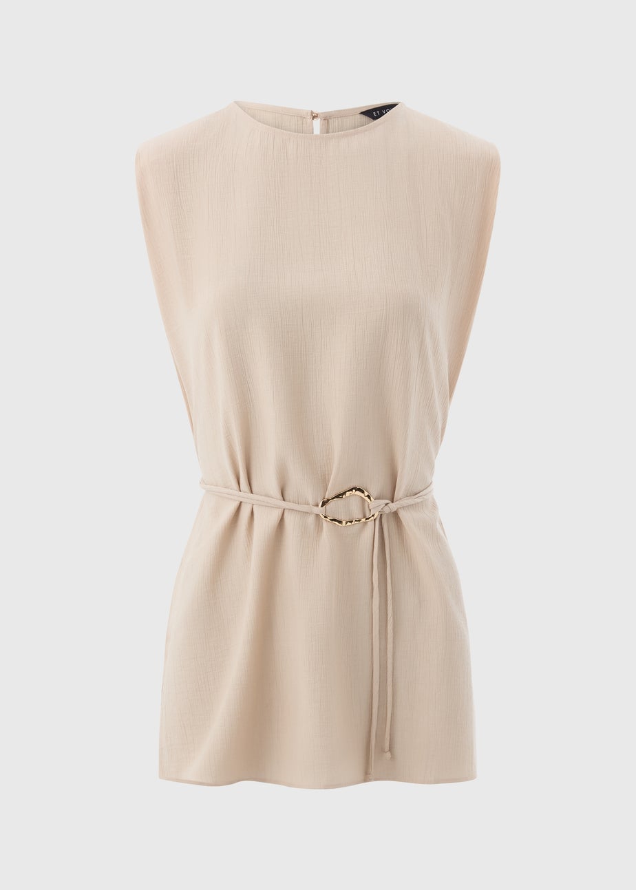 Et Vous Beige Tunic Tie Blouse