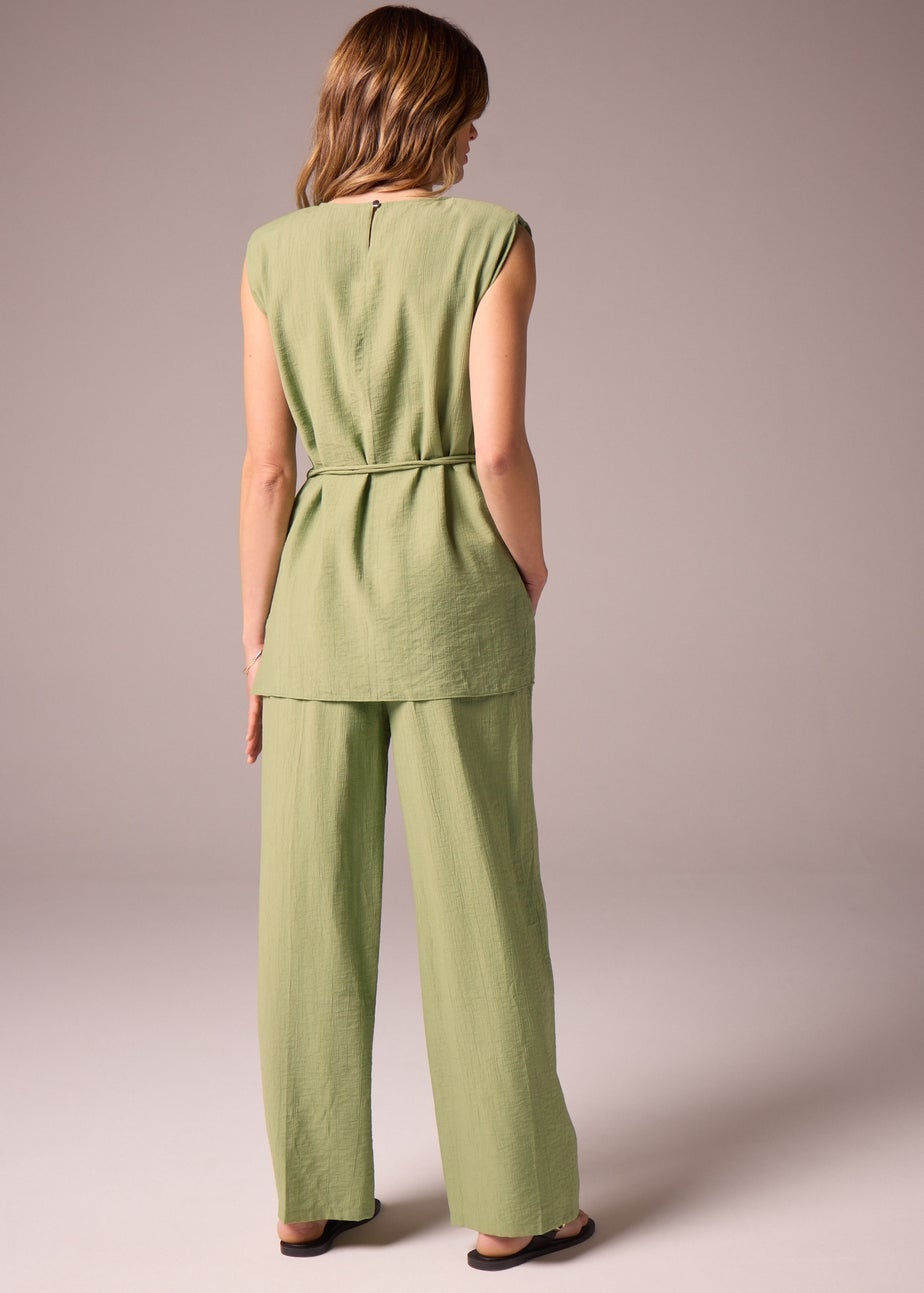 Et Vous Khaki Co Ord Textured Wide Leg Trousers