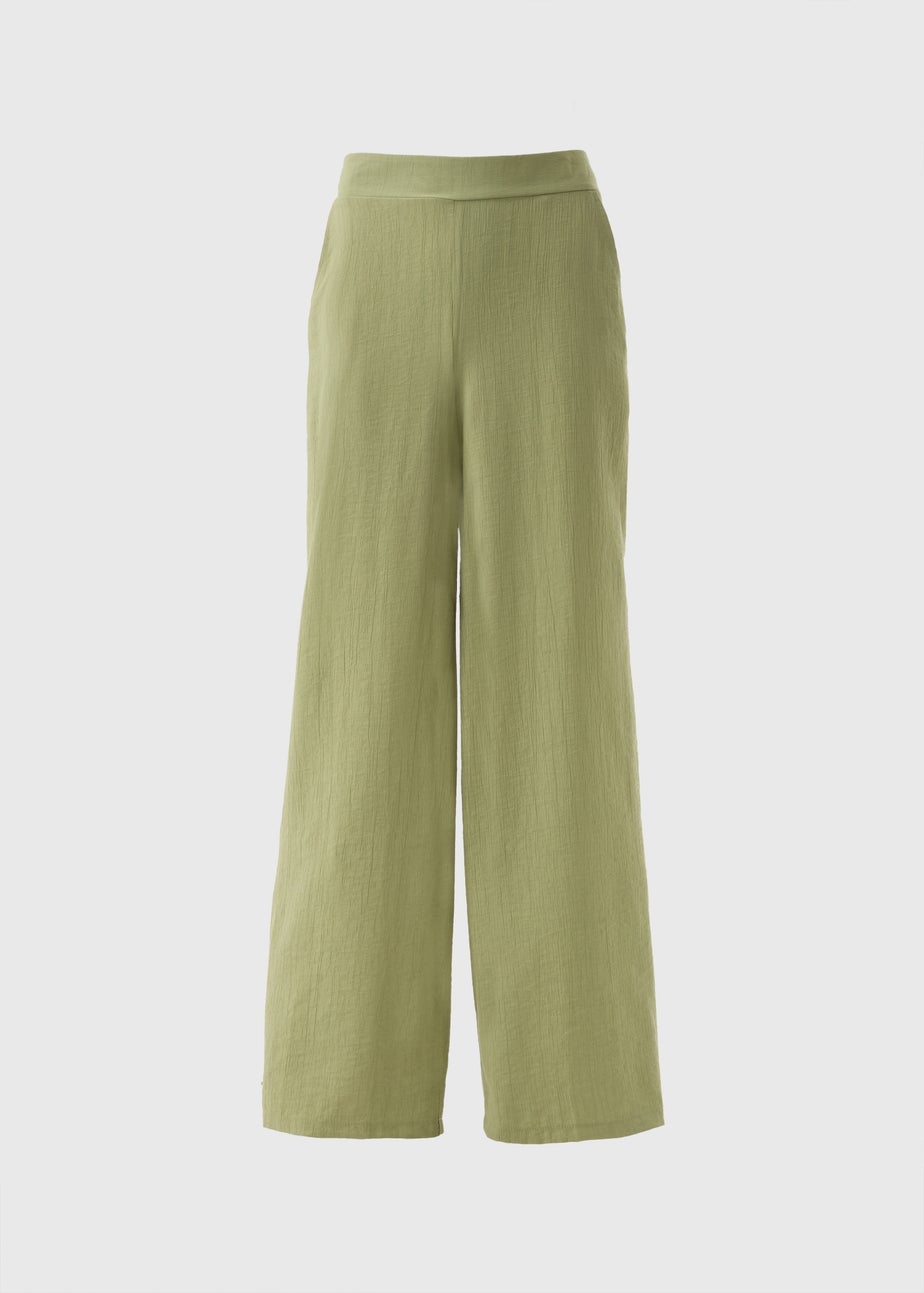 Et Vous Khaki Co Ord Textured Wide Leg Trousers