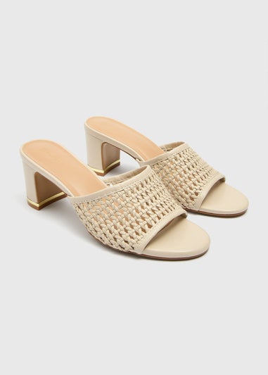 Stone Woven Mule Heels