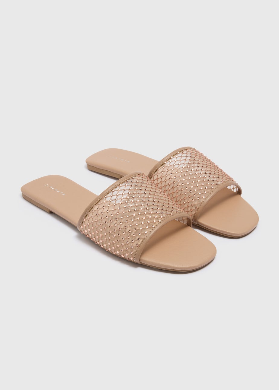 Pink Diamante Mule Sliders