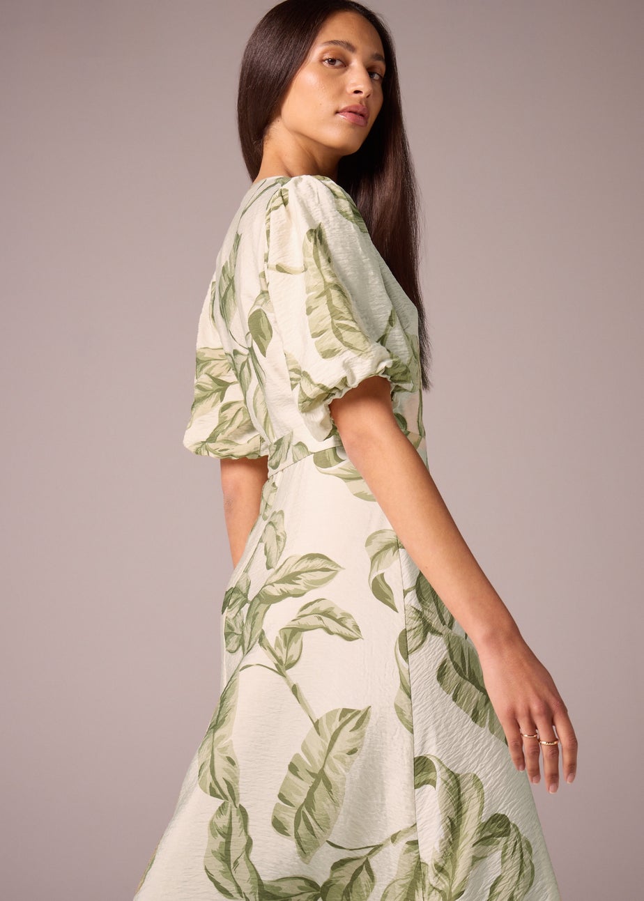 Et Vous Leaf Print Midi Wrap Dress