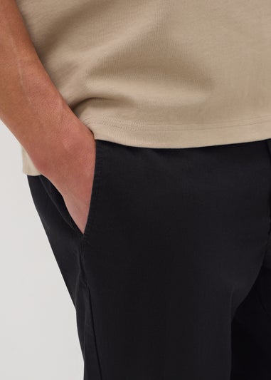 Black Linen Blend Trousers