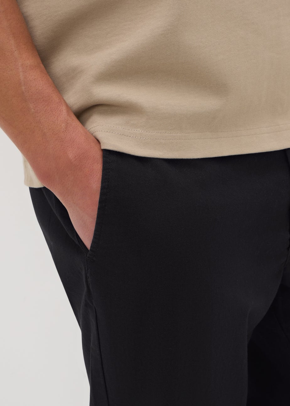 Black Linen Blend Trousers